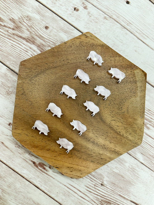 Light Pink Acrylic Pig Stud Earring Blanks Set of 5 Pair DIY Jewelry Making