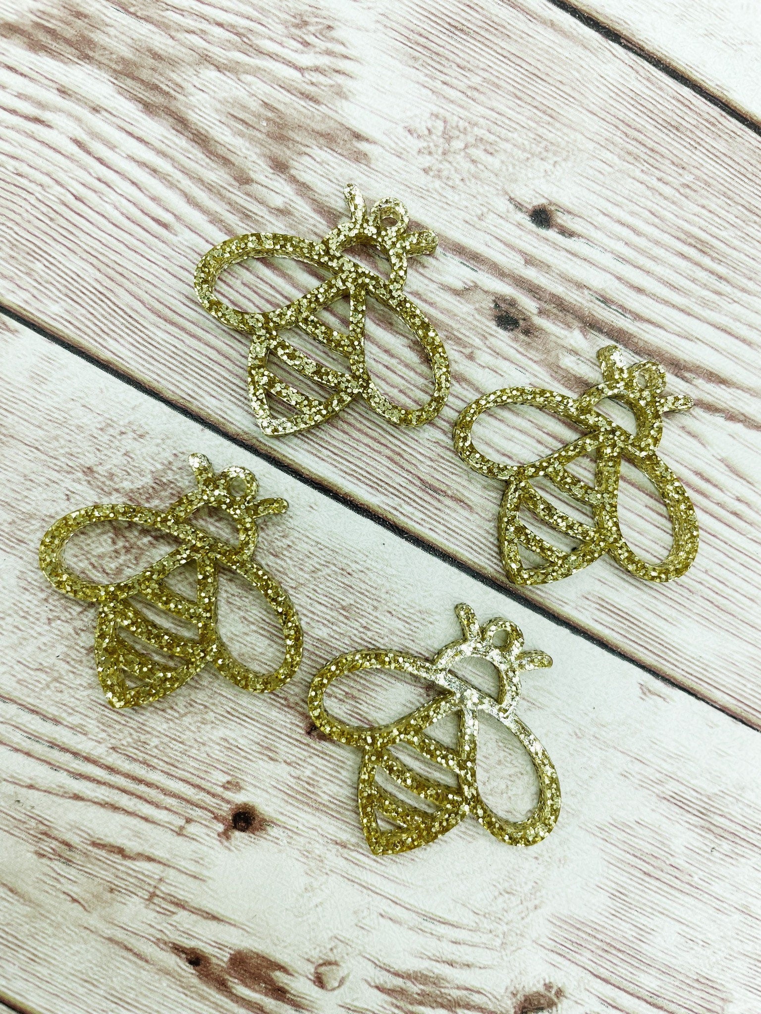 Gold Glitter Bee Acrylic Earring Blanks, DIY Jewelry Making