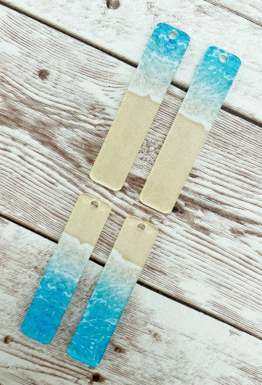 Patterned Beach Waves Sand Acrylic Bar Earring Blanks, DIY Jewelry Making