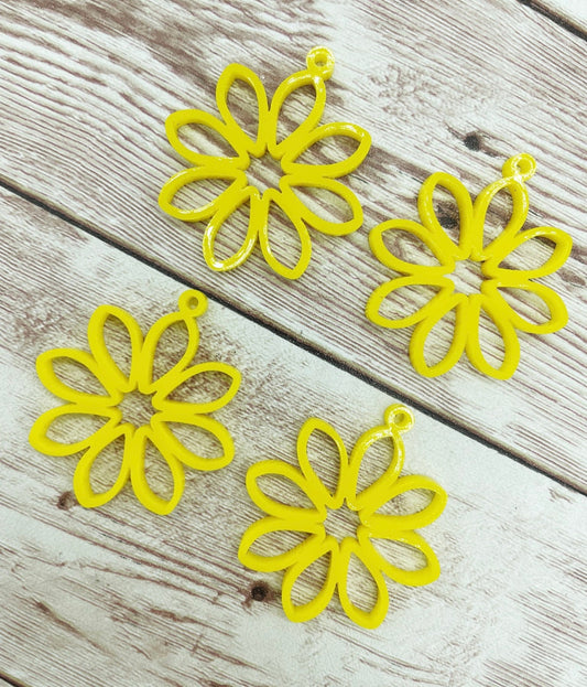 Yellow Flower Acrylic Earring Blanks, DIY Jewelry Making