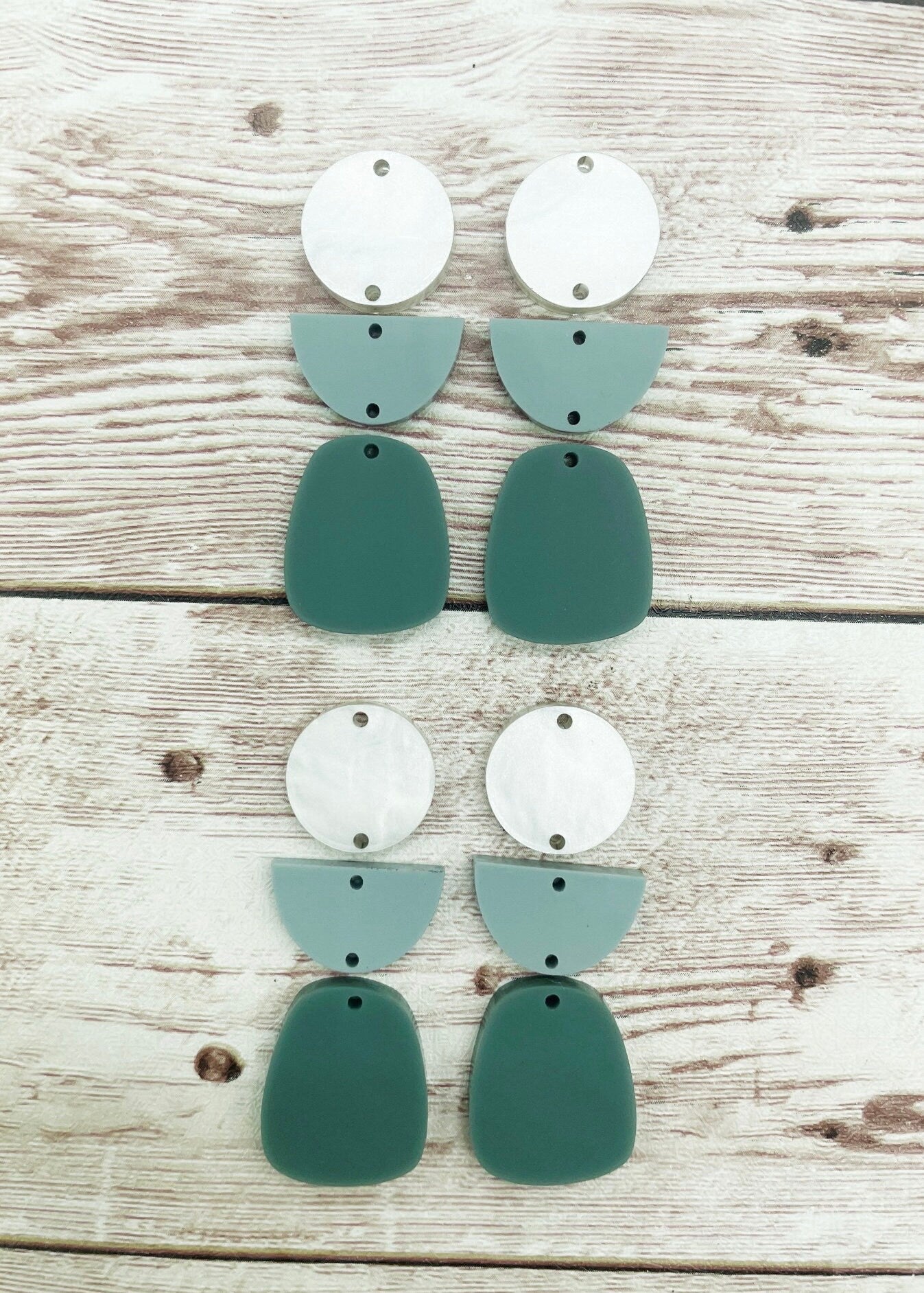 Green Neutral Tone Acrylic Trio Set Earring Blanks, DIY Jewelry Making