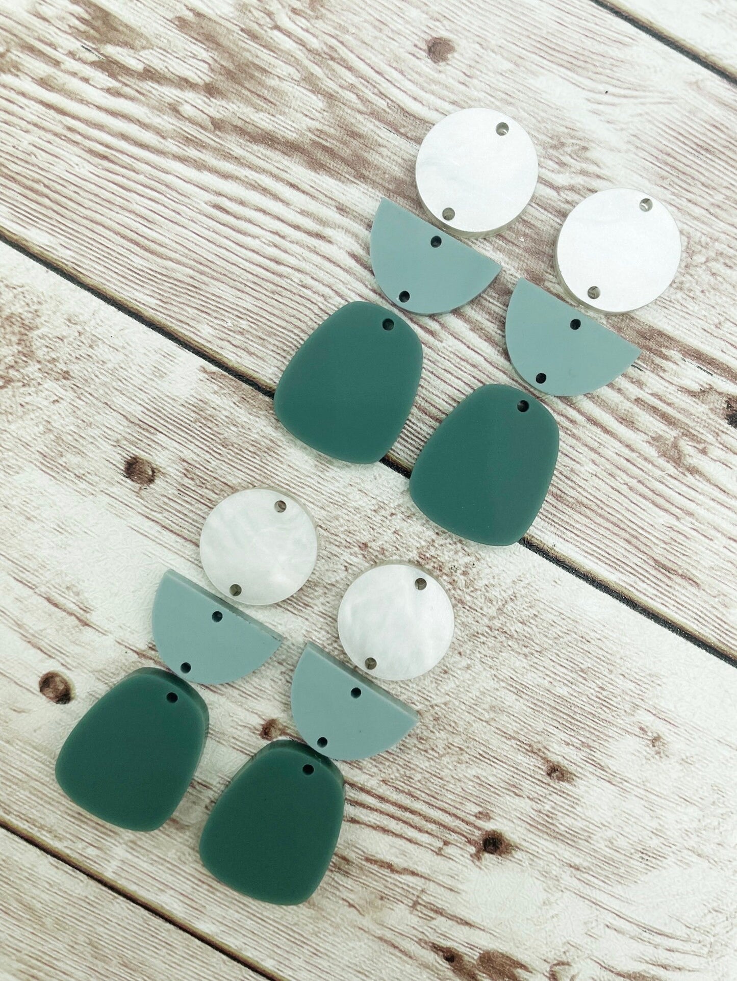 Green Neutral Tone Acrylic Trio Set Earring Blanks, DIY Jewelry Making