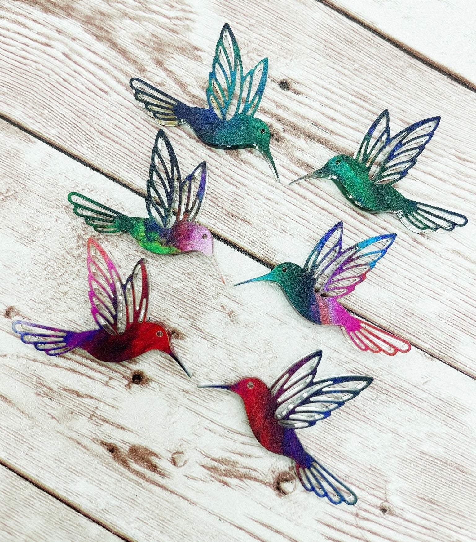 Patterned Acrylic Hummingbird Earring Blanks, DIY Jewelry Making