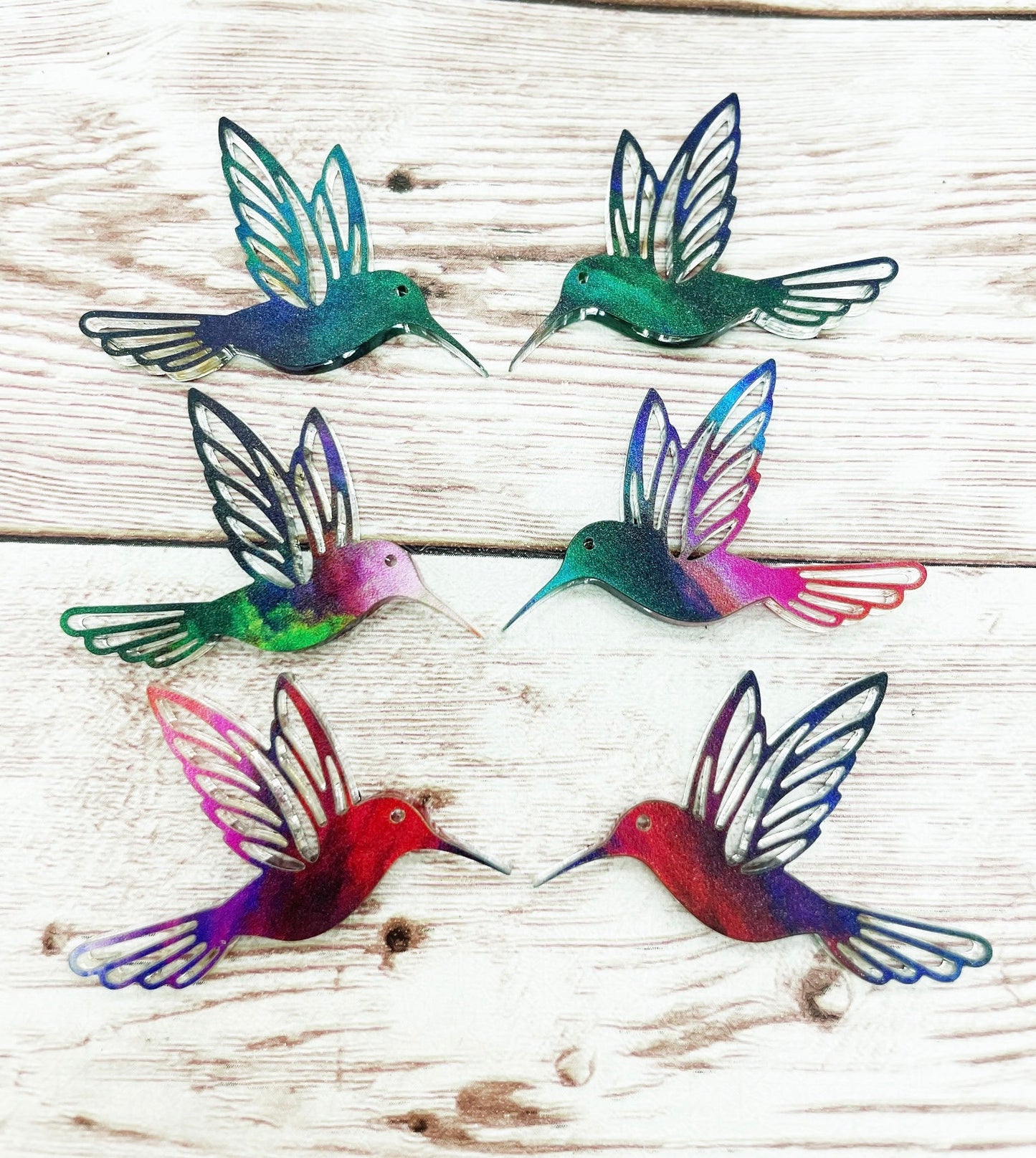 Patterned Acrylic Hummingbird Earring Blanks, DIY Jewelry Making