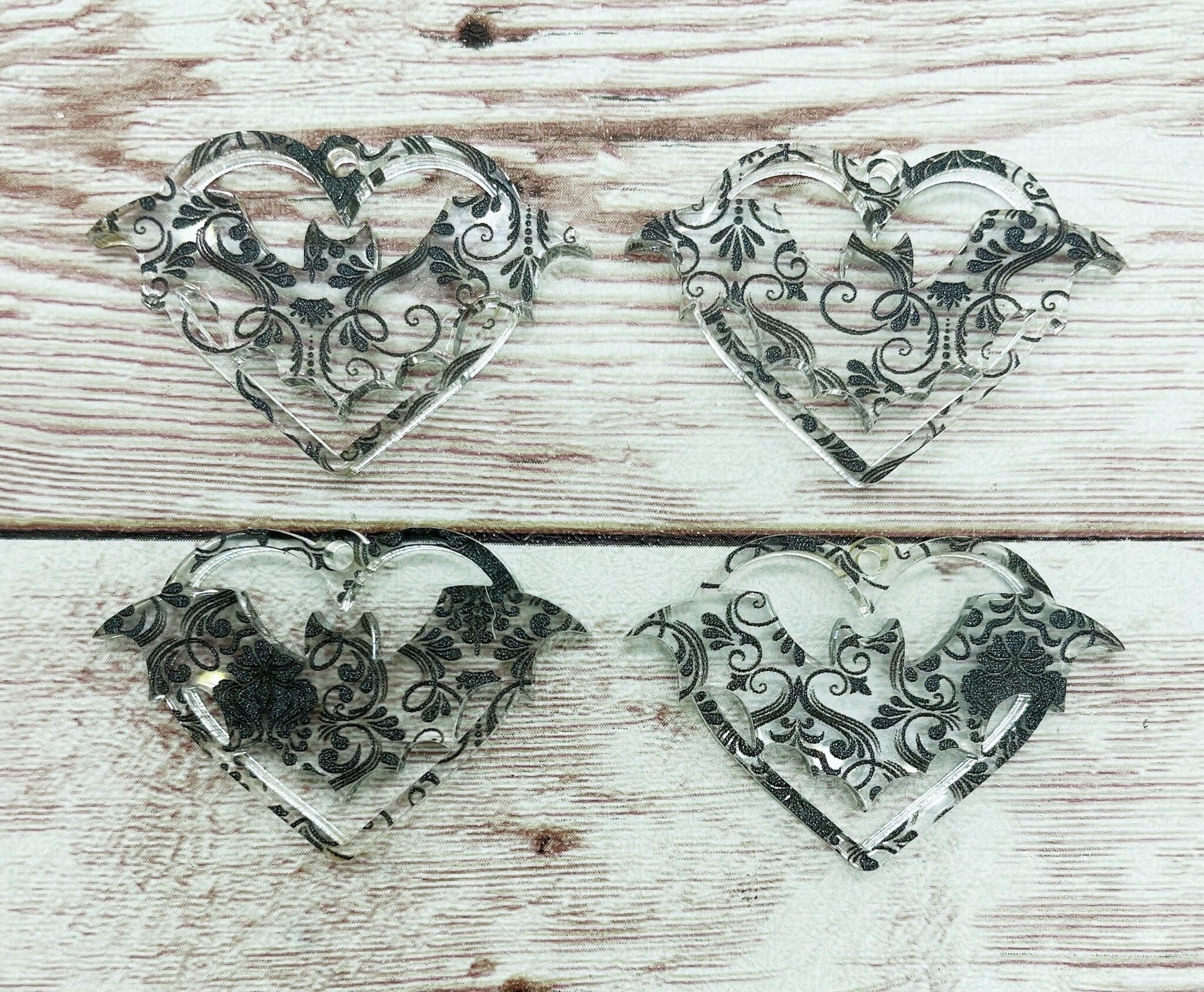 Acrylic Halloween Bat Heart Earring Blanks, DIY Jewelry Making