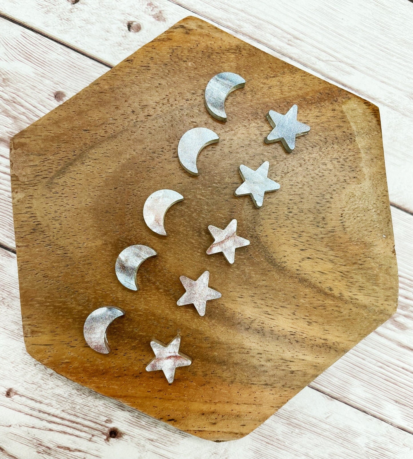 Star and Moon Acrylic Stud Earring Blanks Set of 5 Pair DIY Jewelry Making