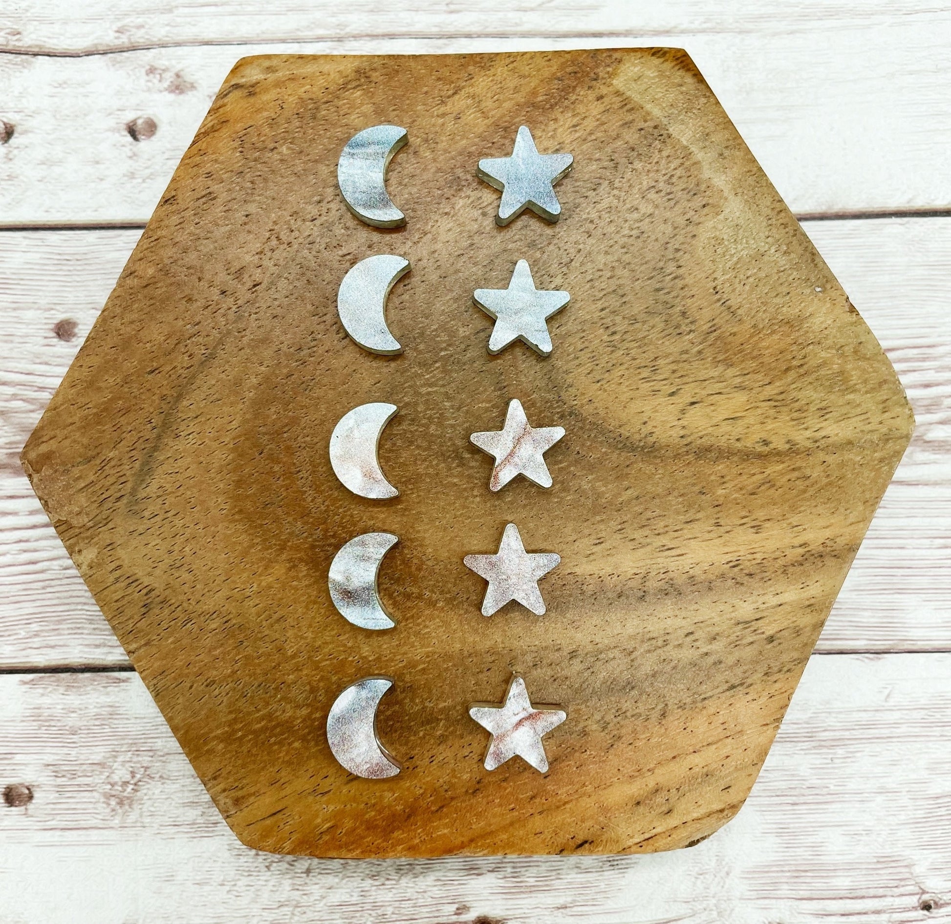 Star and Moon Acrylic Stud Earring Blanks Set of 5 Pair DIY Jewelry Making