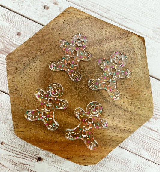 Patterned Gingerbread Man Christmas Acrylic Earring Blanks, DIY Jewelry Making