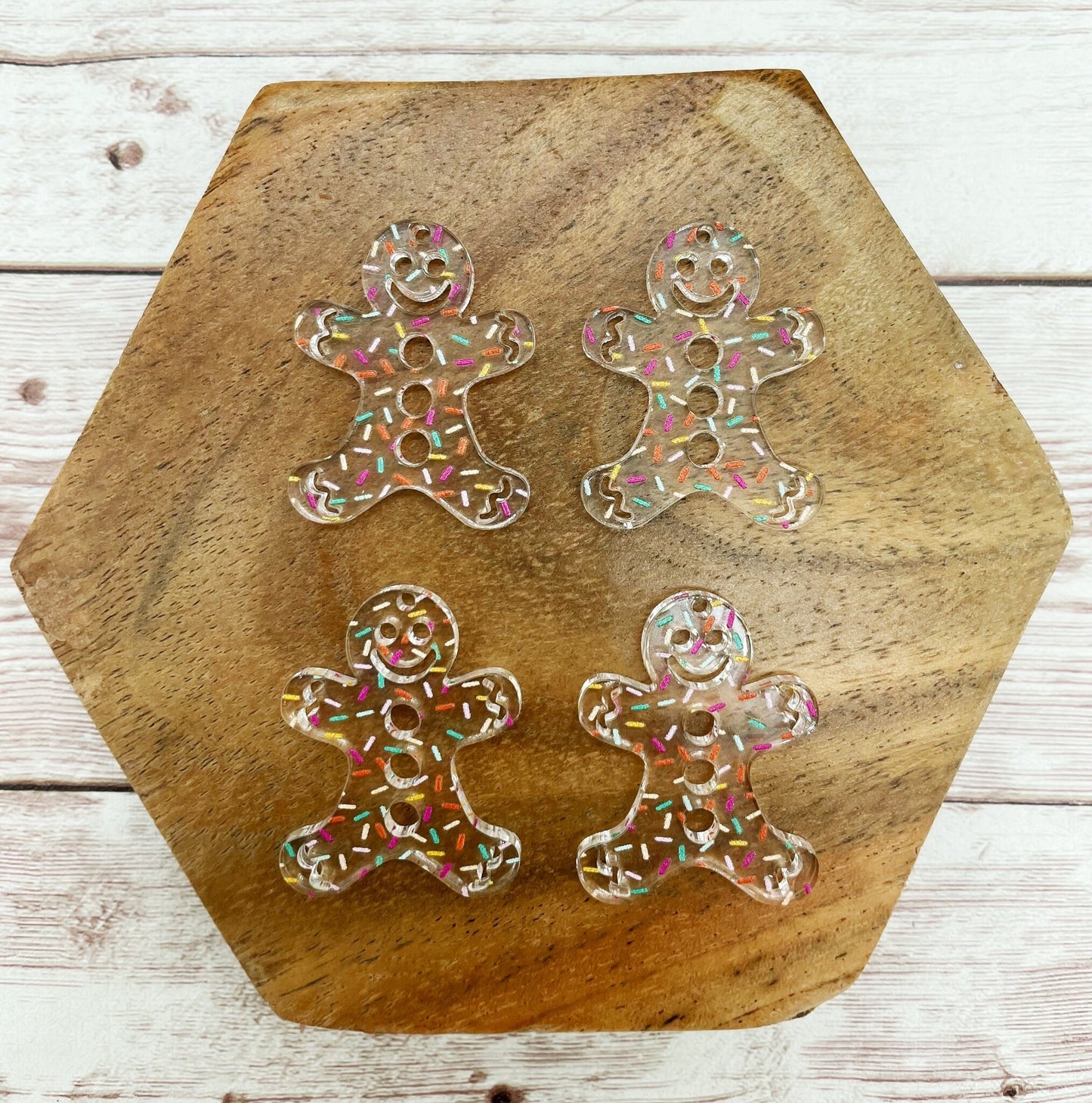 Patterned Gingerbread Man Christmas Acrylic Earring Blanks, DIY Jewelry Making