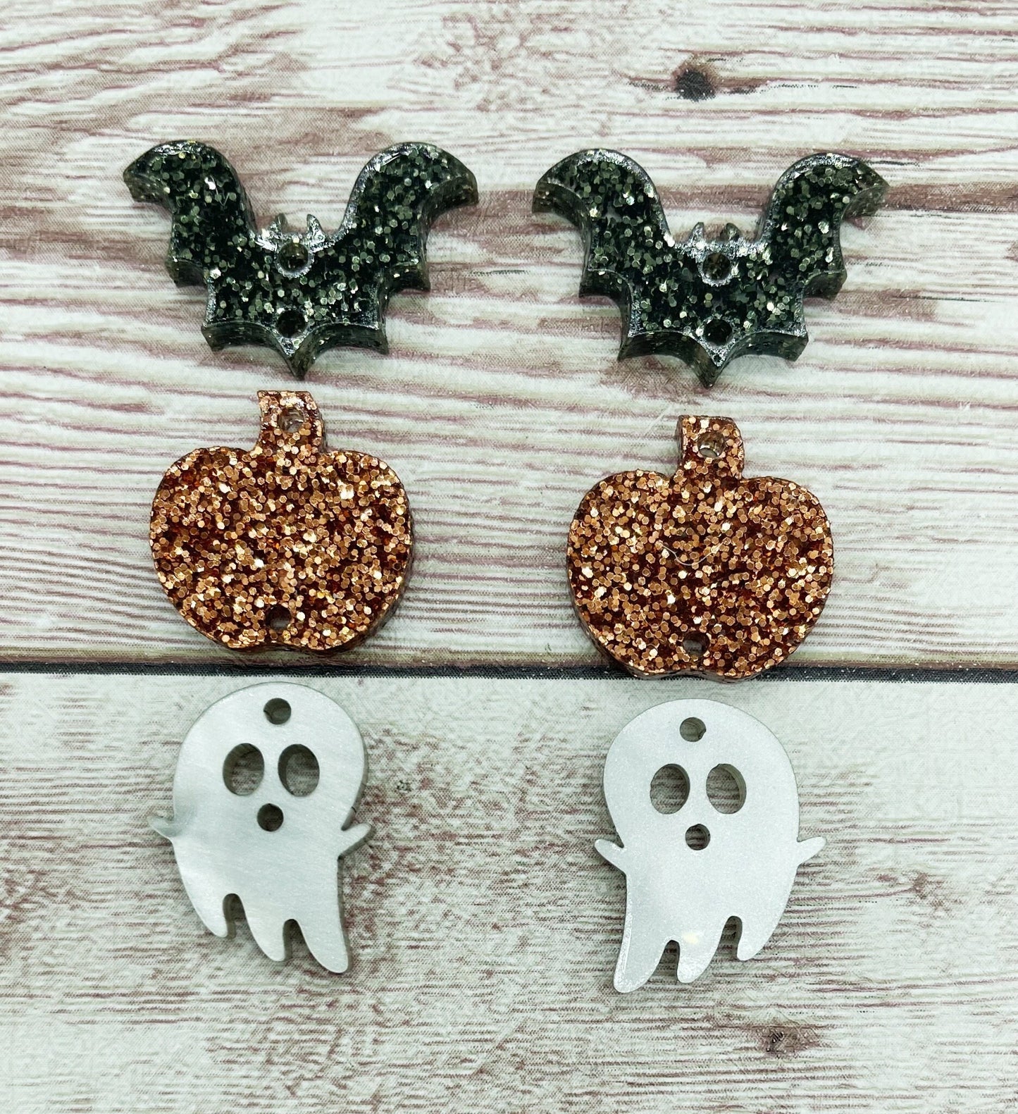 Halloween Bat Pumpkin Ghost Dangle Trio Earring Blanks, DIY Jewelry Making