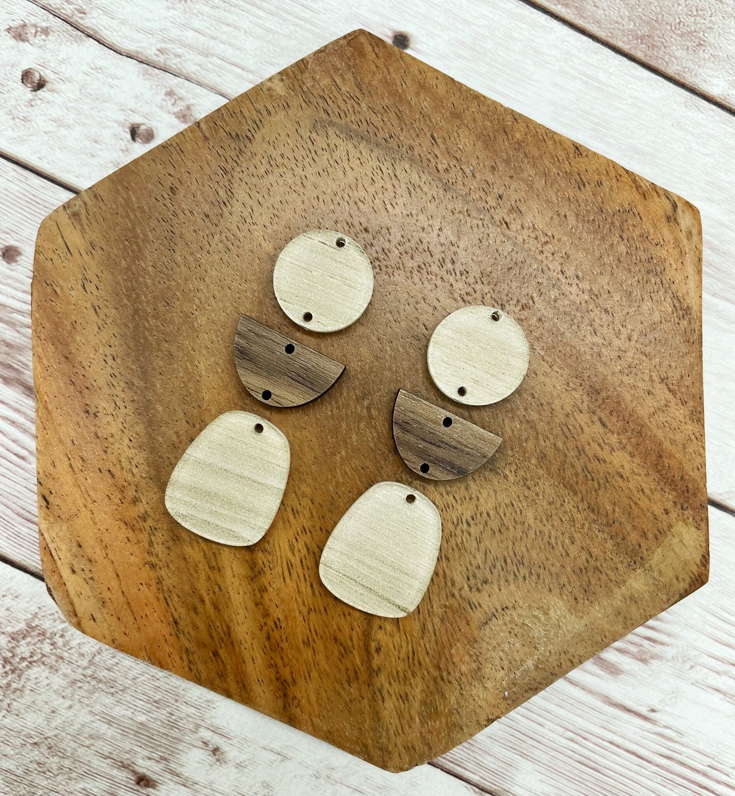 Light Wood Acrylic and Wood Trio Set Earring Blanks, DIY Jewelry Making