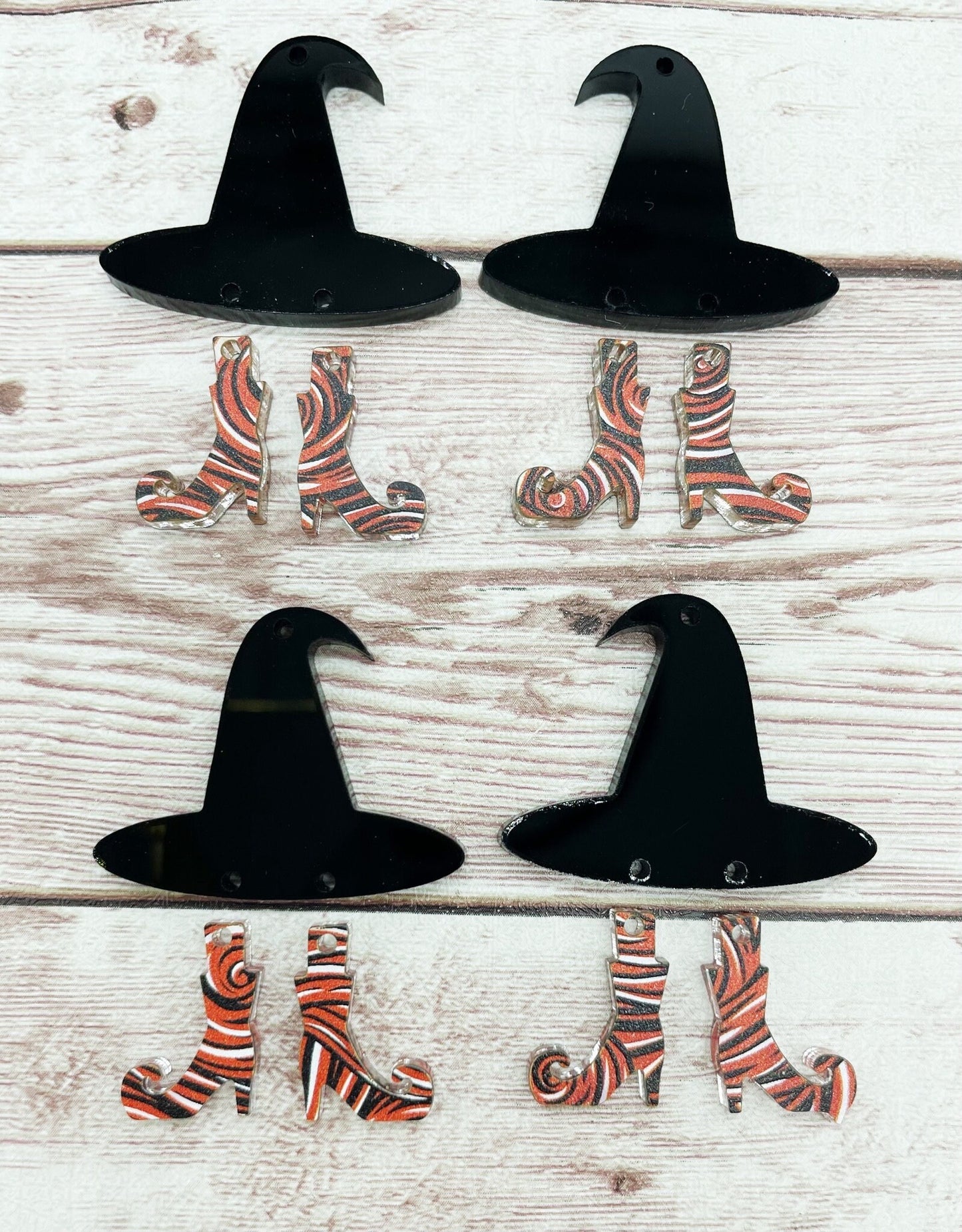 Halloween Acrylic Witch Hat and Boots Set Earring Blanks, DIY Jewelry Making