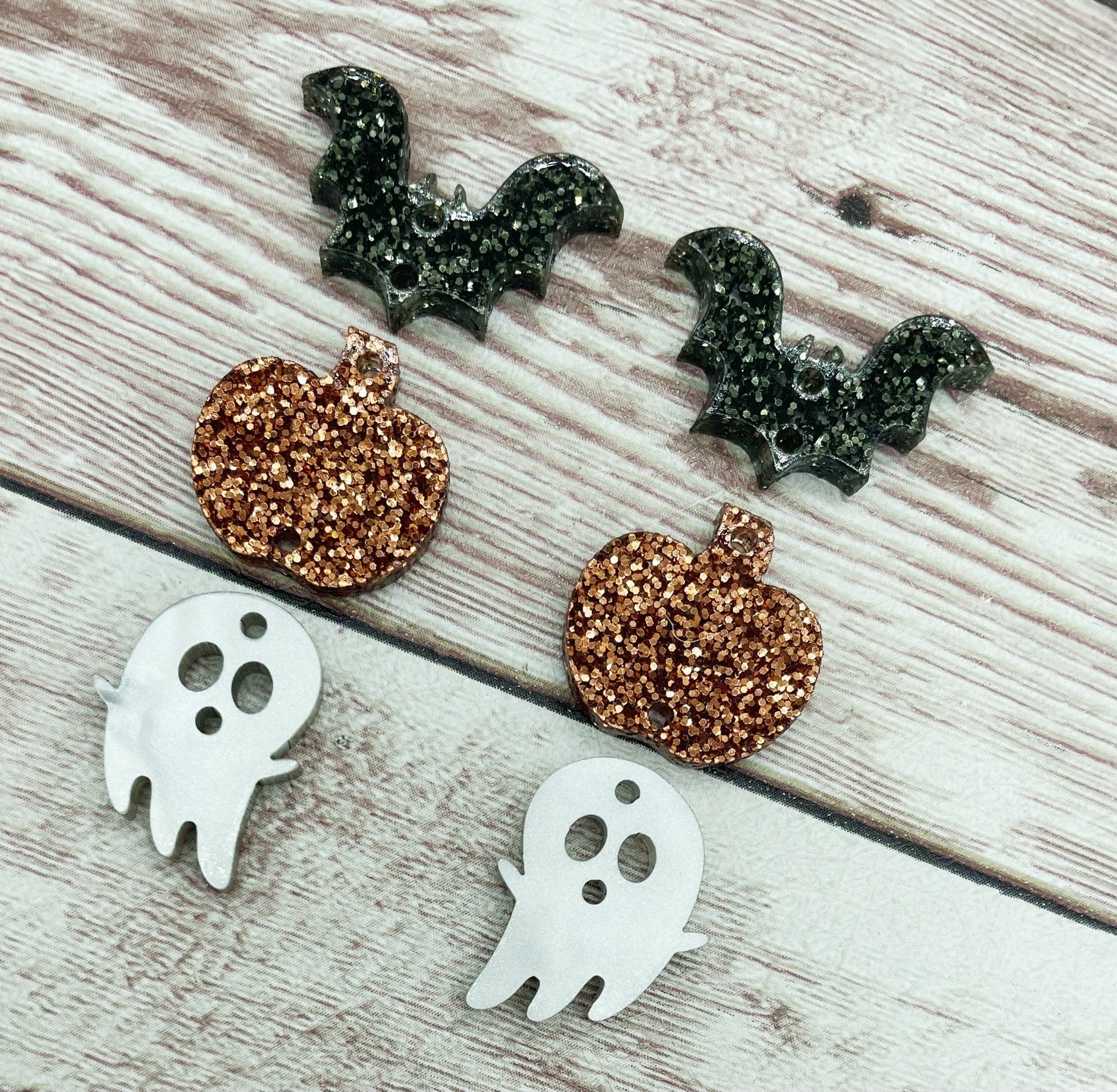 Halloween Bat Pumpkin Ghost Dangle Trio Earring Blanks, DIY Jewelry Making