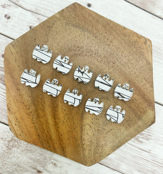 Acrylic Mummy Print Ghost Halloween Stud Earring Blanks Set of 5 Pair DIY Jewelry Making