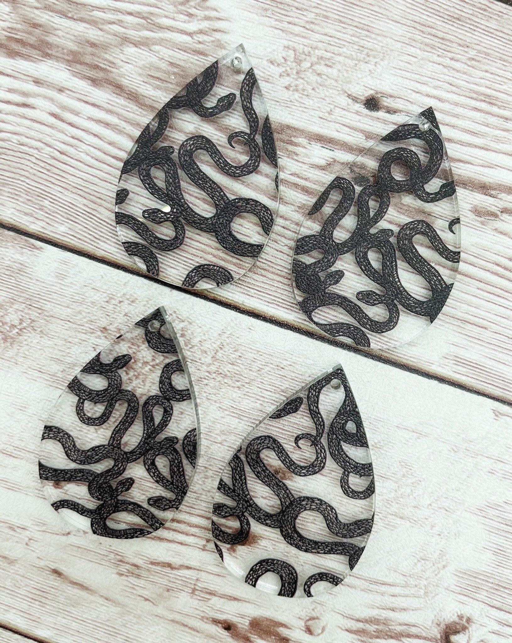 Halloween Snake Print Acrylic Teardrop Earring Blanks, DIY Jewelry Making