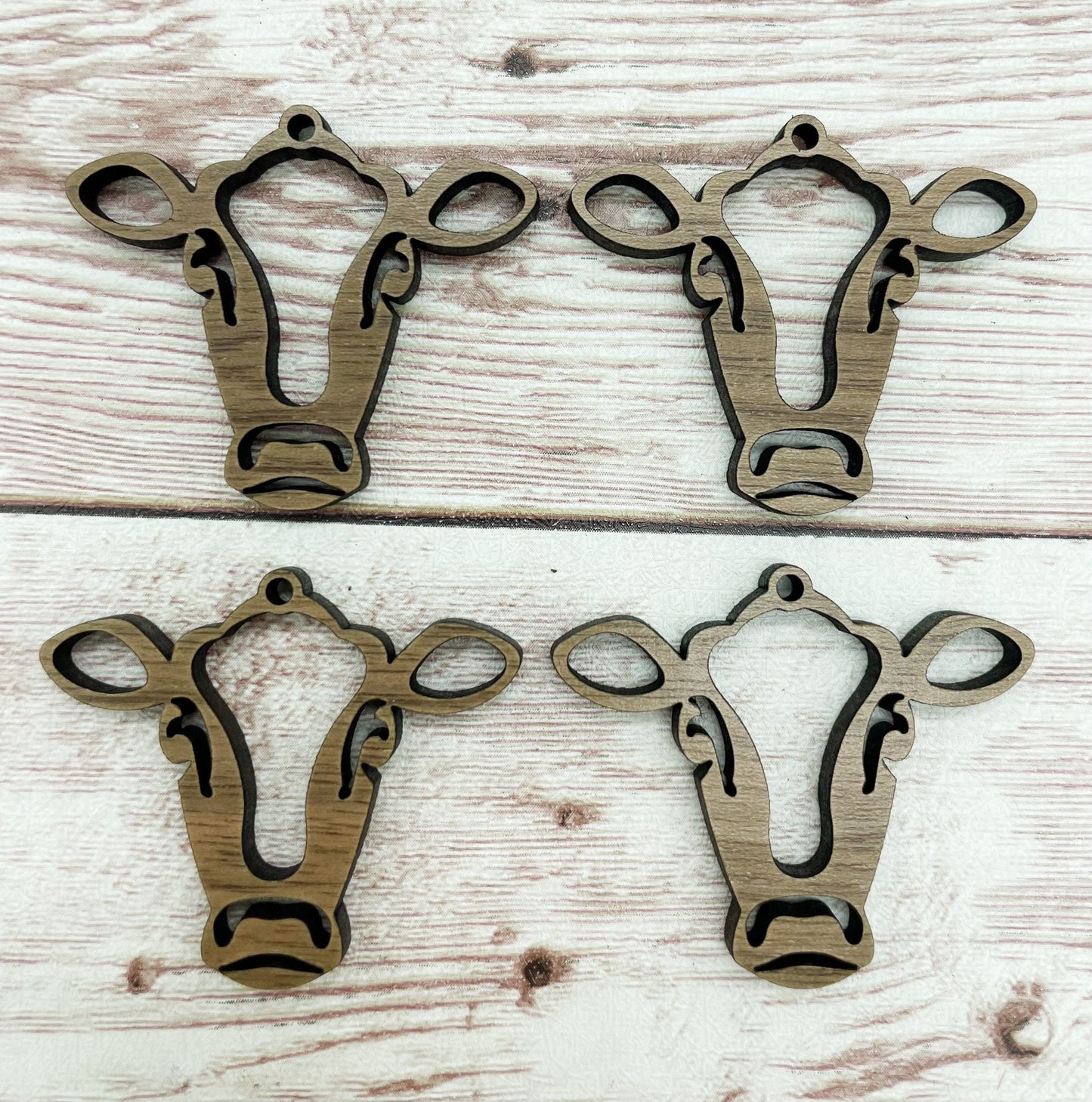 Wood Cow Farm Earring Blanks, Finished Walnut Blank, DIY Jewelry Making