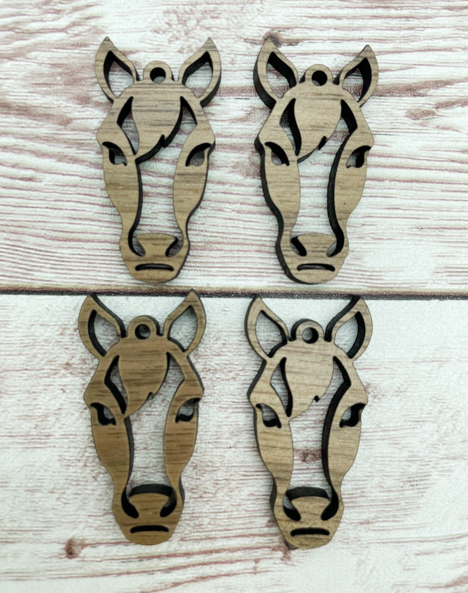 Wood Horse Farm Earring Blanks, Finished Walnut Blank, DIY Jewelry Making
