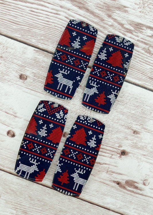 Christmas Sweater Print Bar Acrylic Earring Blanks, DIY Jewelry Making