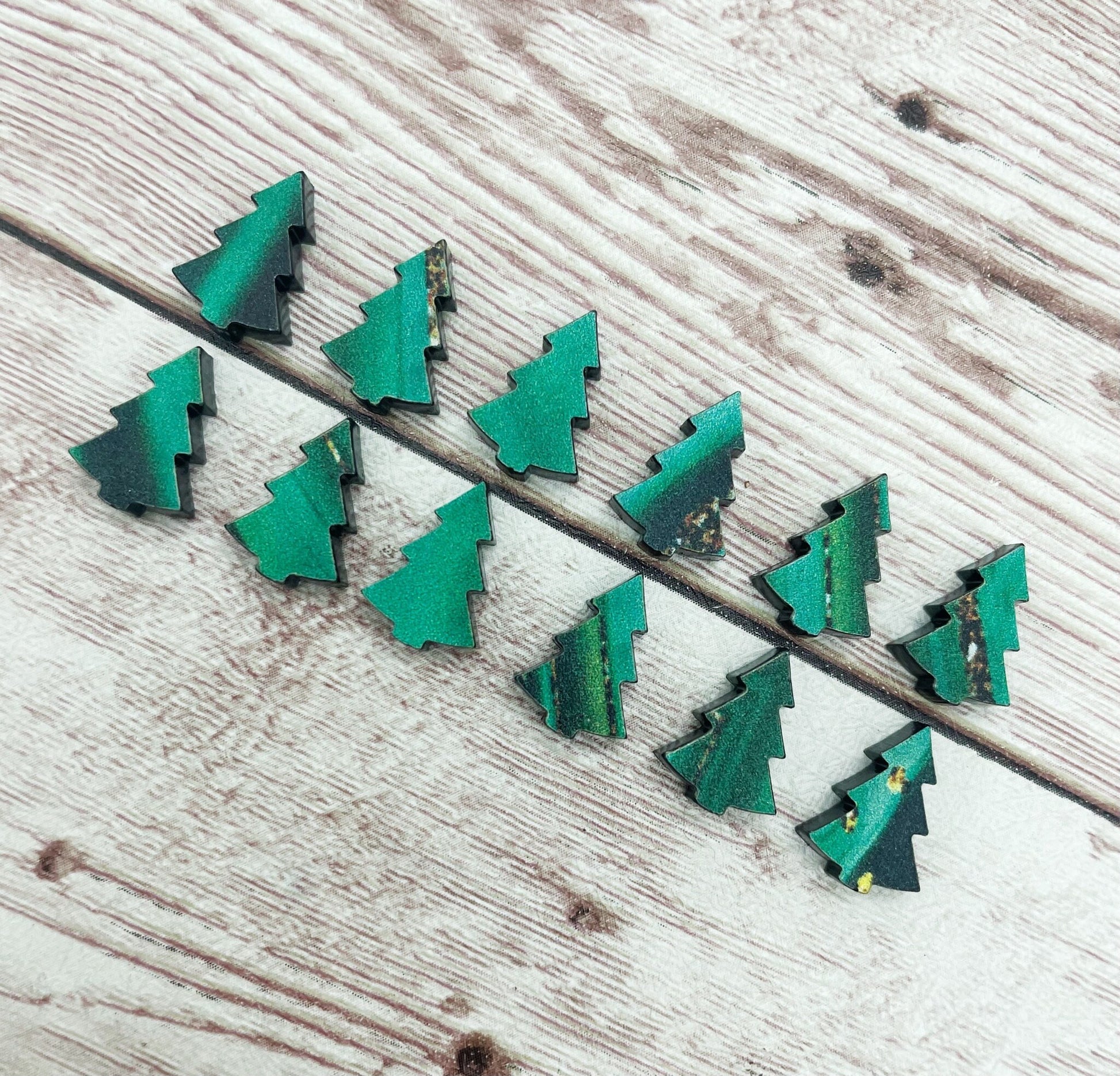 Green Swirl Acrylic Christmas Tree Stud Earring Blanks Set of 6 Pair DIY Jewelry Making