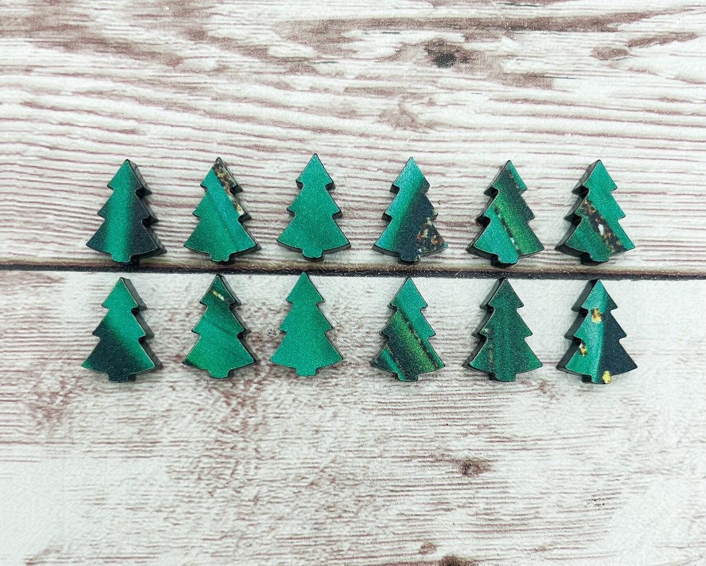 Green Swirl Acrylic Christmas Tree Stud Earring Blanks Set of 6 Pair DIY Jewelry Making