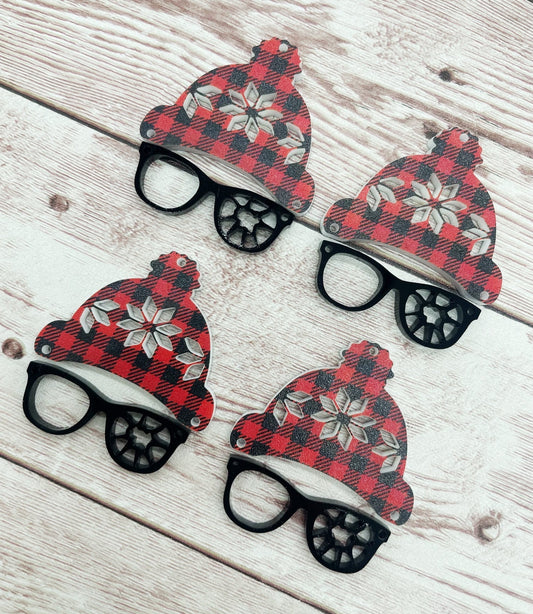 Plaid Christmas Broken Glasses Acrylic Earring Blanks, DIY Jewelry Making