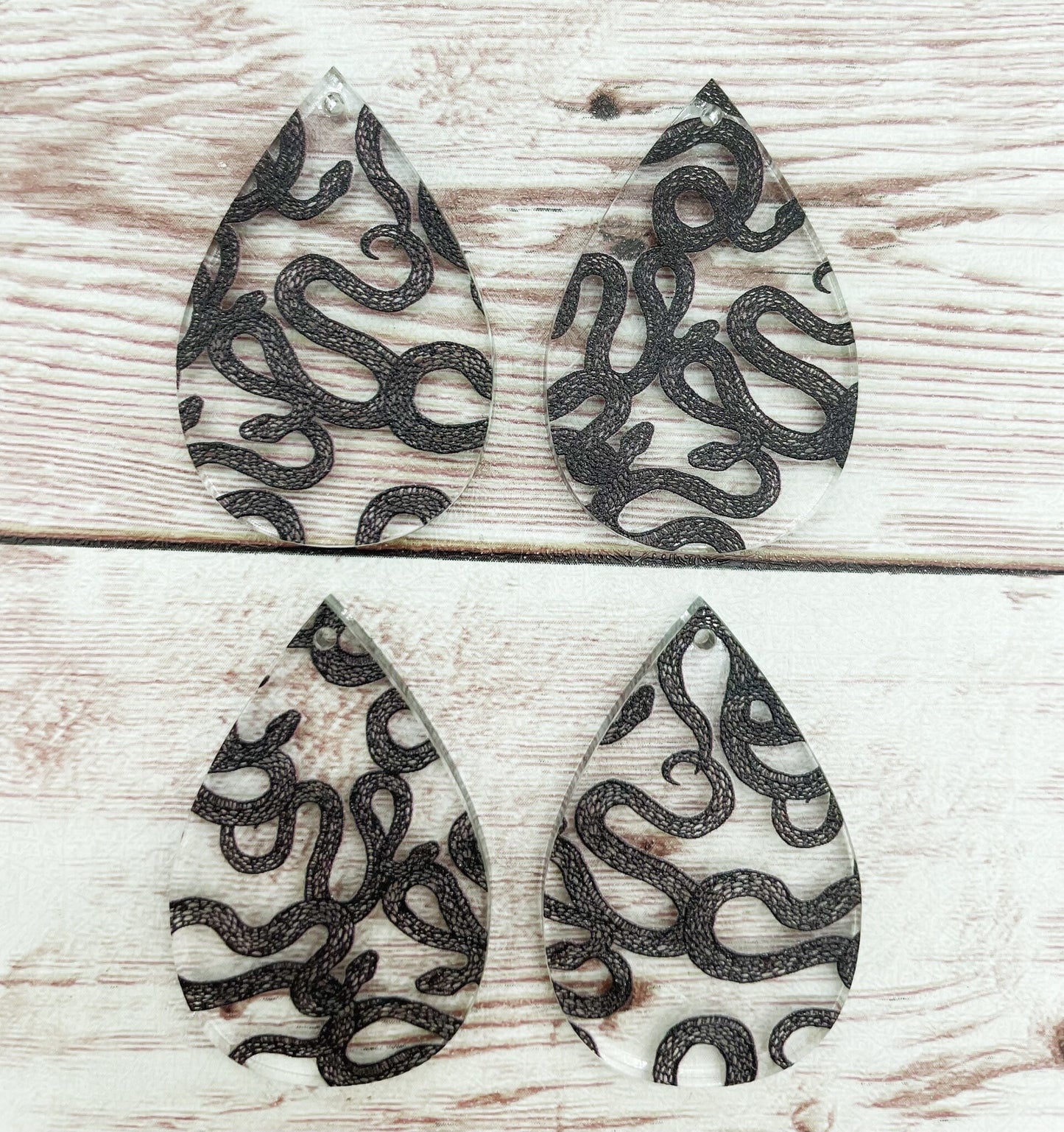 Halloween Snake Print Acrylic Teardrop Earring Blanks, DIY Jewelry Making
