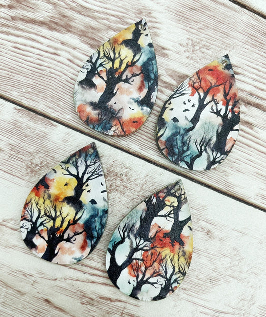 Halloween Spooky Forest Acrylic Teardrop Earring Blanks, DIY Jewelry Making