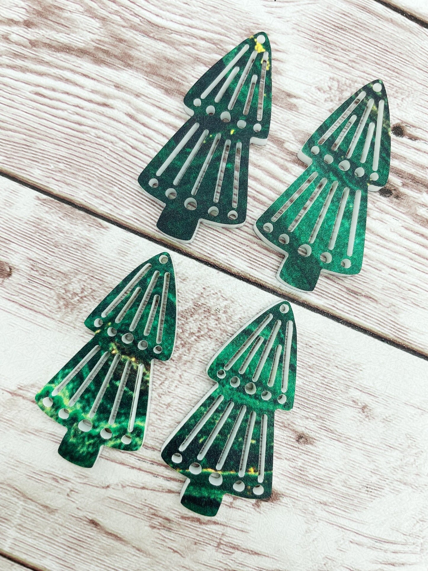 Intricate Green Christmas Tree Acrylic Earring Blanks, DIY Jewelry Making