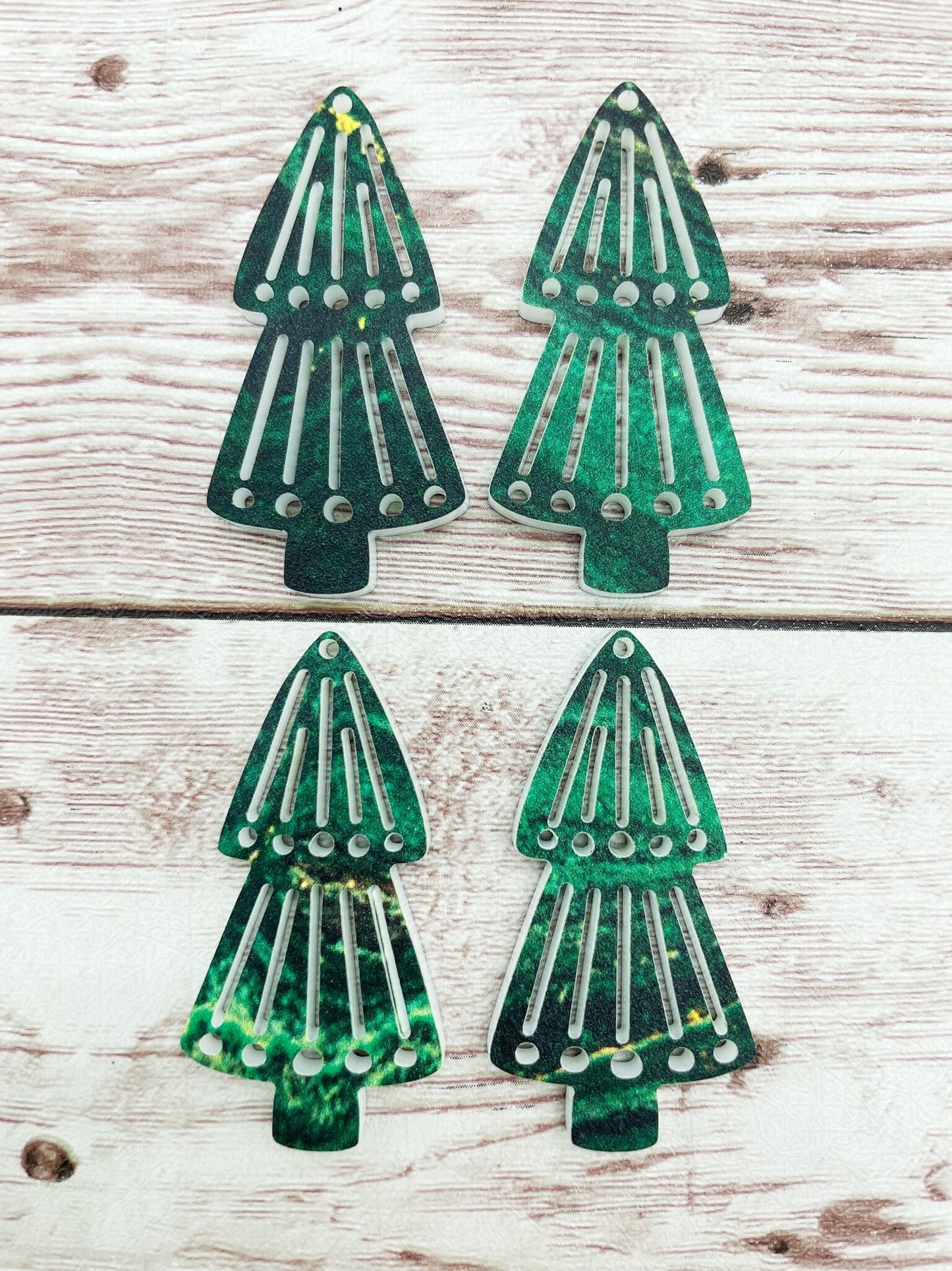 Intricate Green Christmas Tree Acrylic Earring Blanks, DIY Jewelry Making