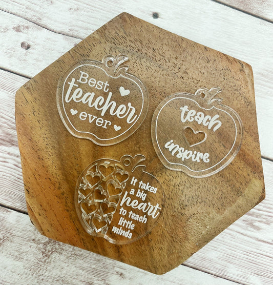 Teacher Educator Engraved Acrylic Keychain Blanks Set of 3