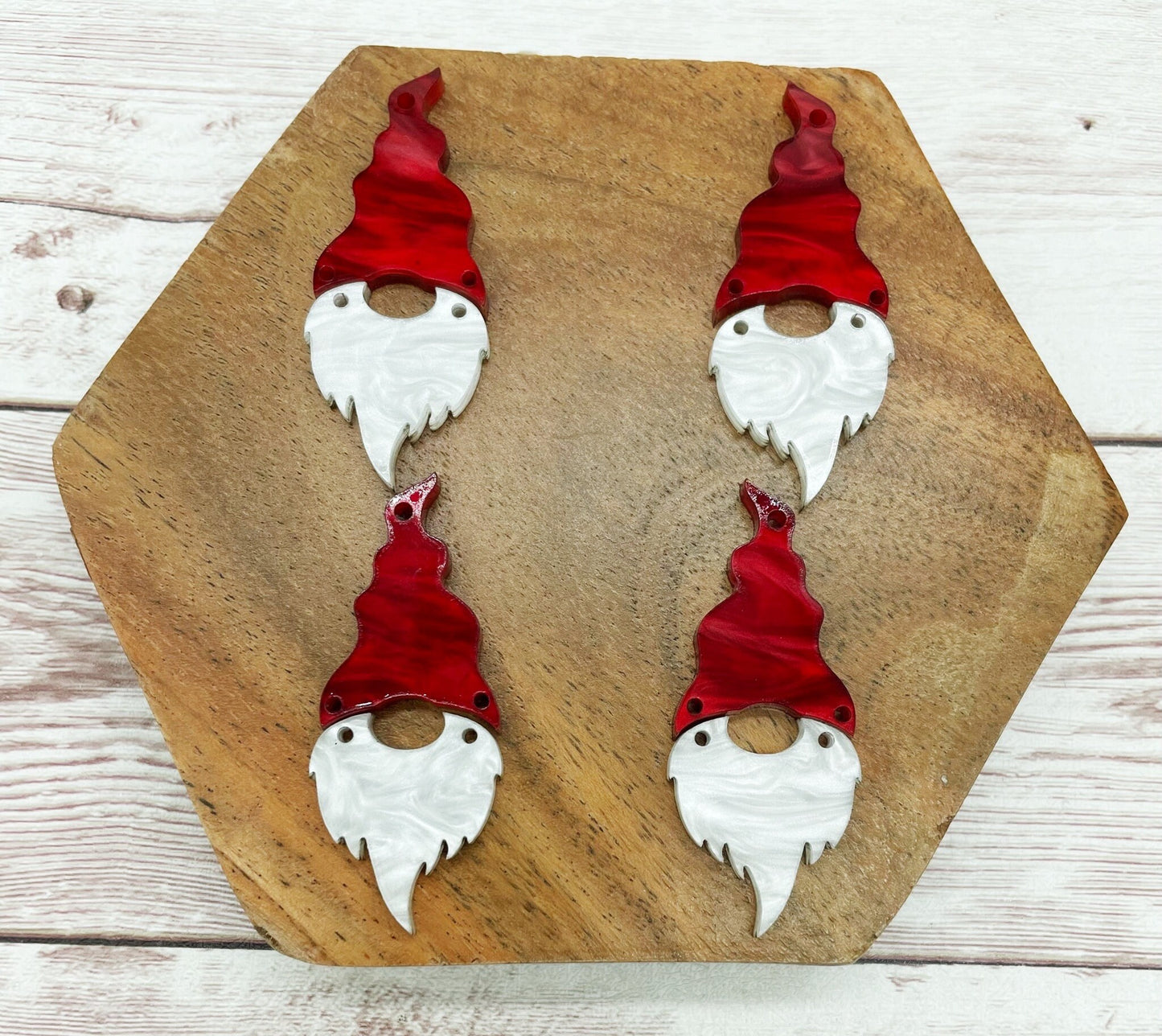 Christmas Winter Marbled Acrylic Gnome Earring Set Blanks, DIY Jewelry Making