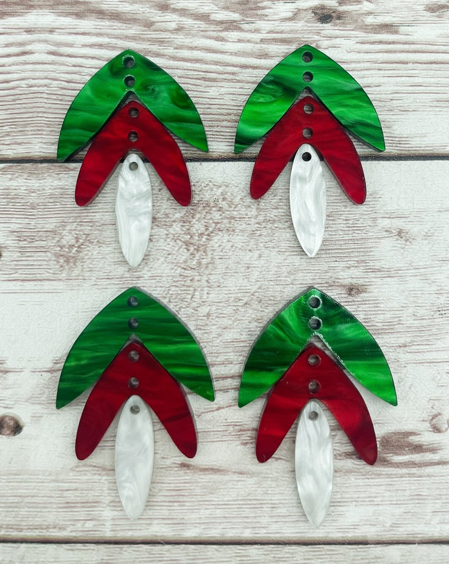 Christmas Winter Petal Acrylic Trio Earring Blanks, DIY Jewelry Making