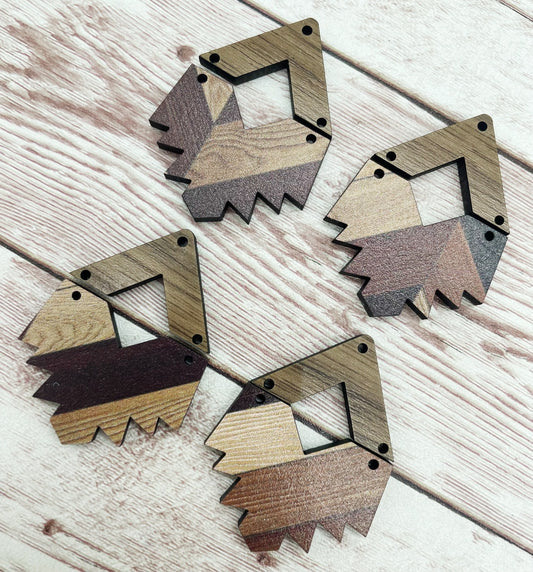 Herringbone Patterned Wood and Wood Earring Blanks, DIY Jewelry Making