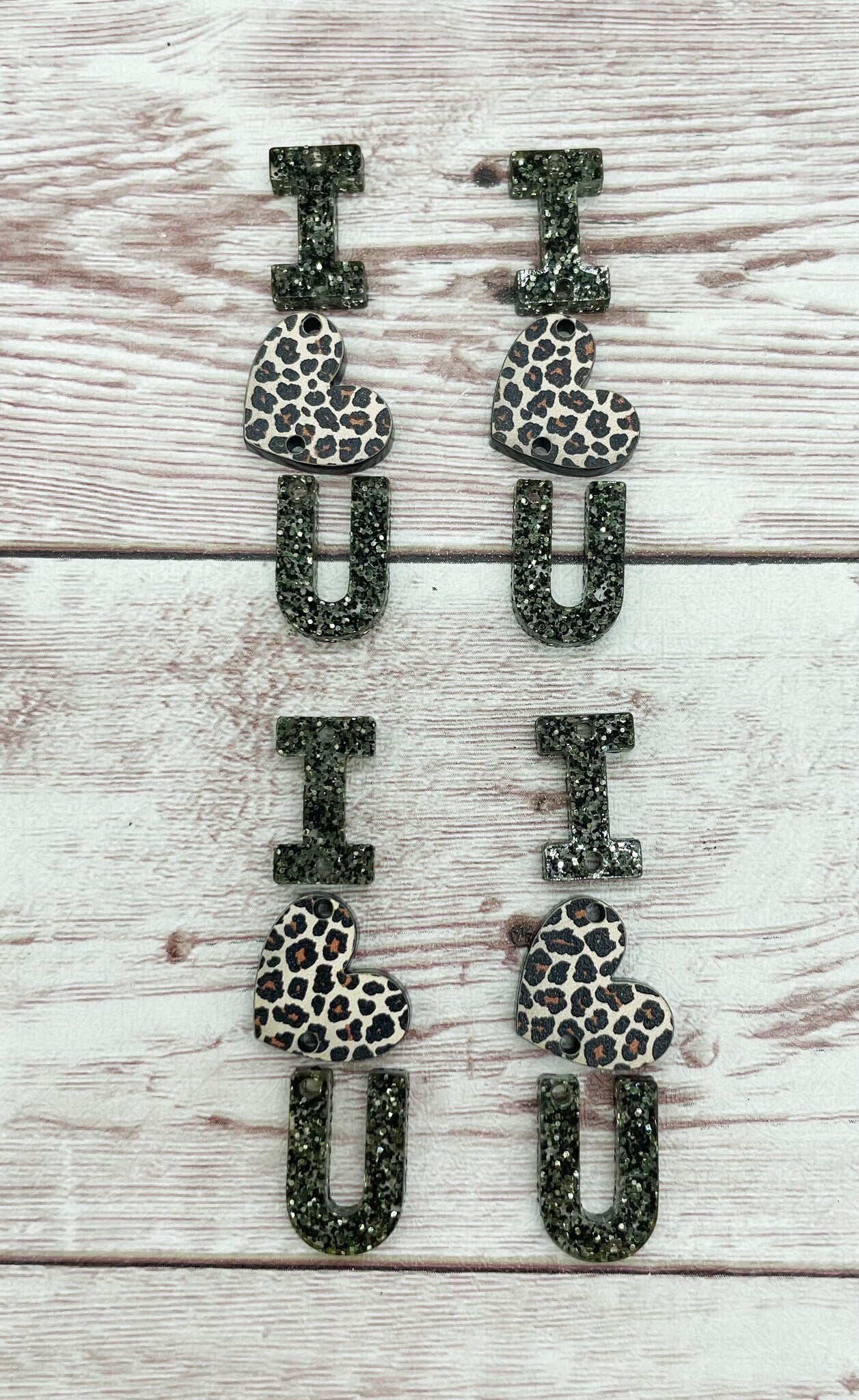 Leopard Print and Glitter I Love You Valentine’s Earring Blanks, DIY Jewelry Making