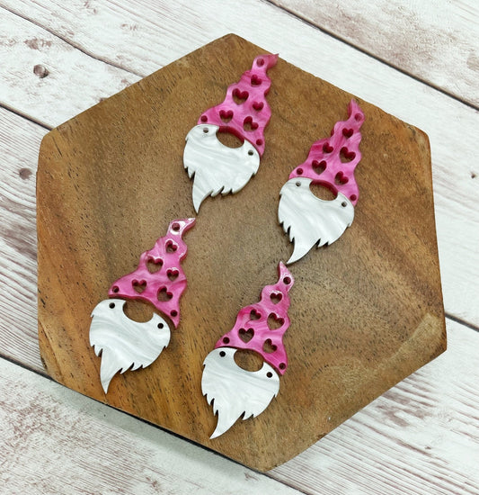 Pink and White Swirl Acrylic Valentine’s Gnome Earring Blanks, DIY Jewelry Making