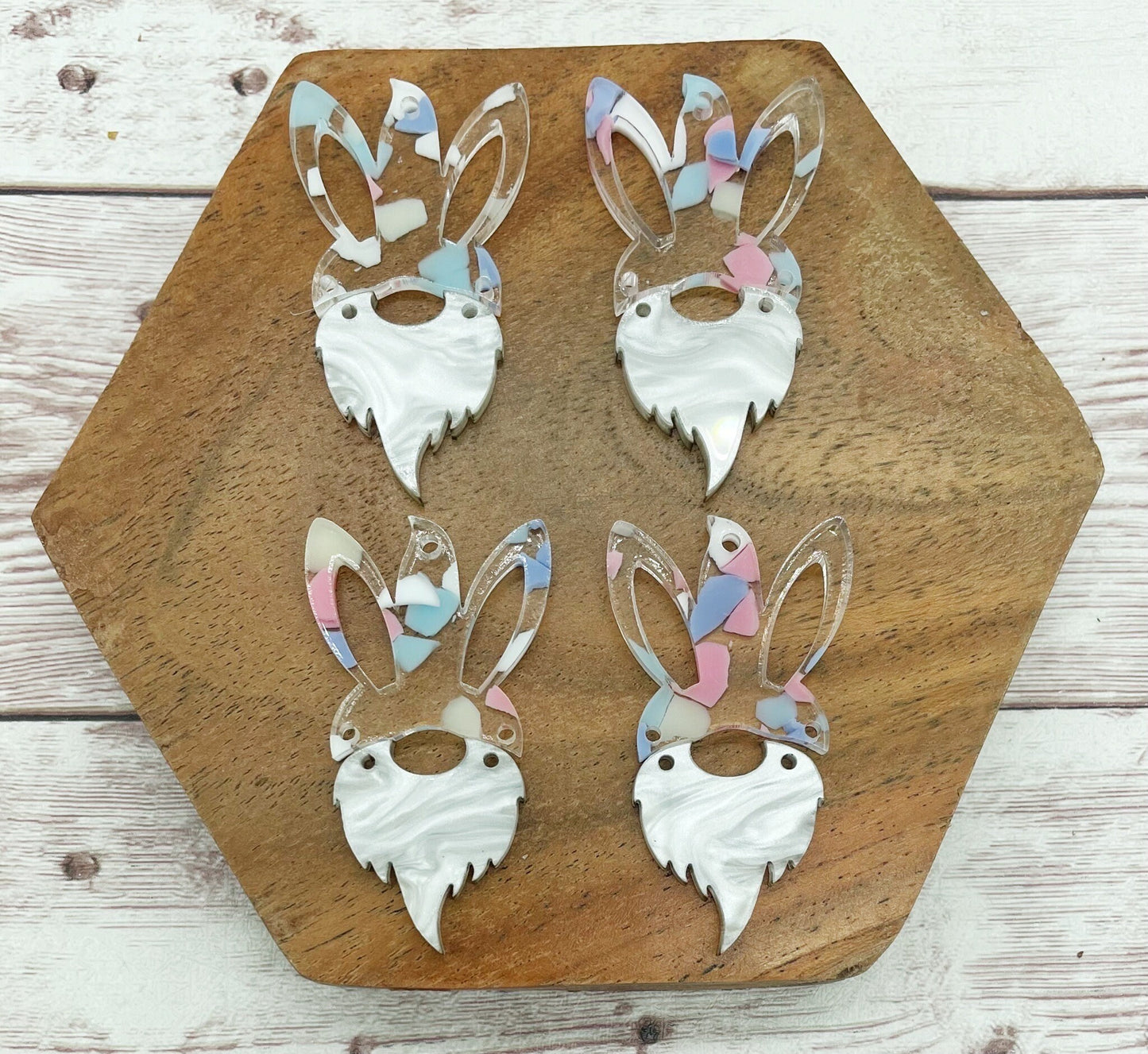 Bunny Rabbit Acrylic Gnome Easter Earring Blanks, DIY Jewelry Making