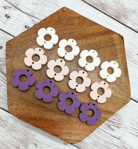 Purple Matte, Blush Matte, and Pink Salt Flower Trio Acrylic Earring Blanks, DIY Jewelry Making