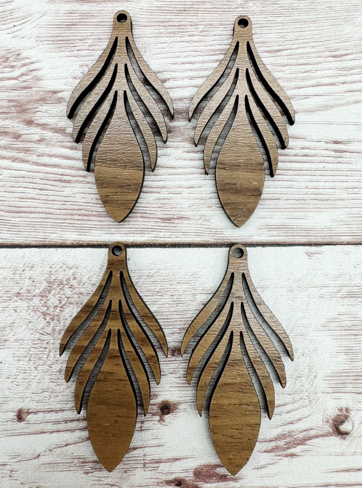 Feather Earring Blanks, Finished Walnut Blank, DIY Jewelry Making