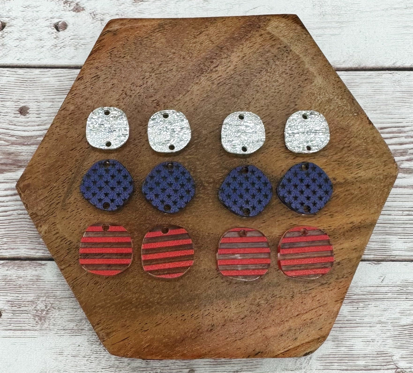 Patriotic Stars and Stripes Trio Acrylic Earring Blanks, DIY Jewelry Making