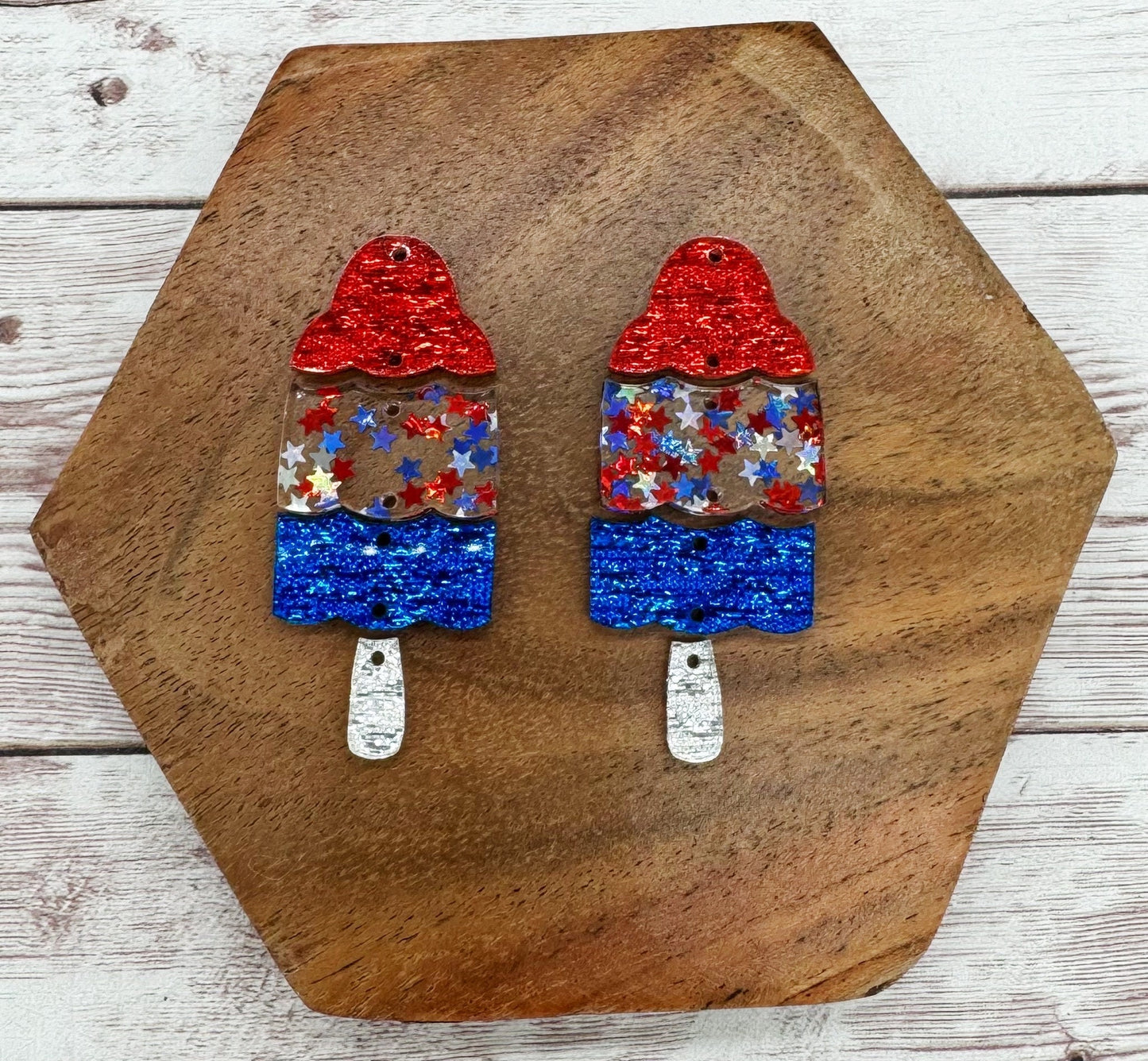 Patriotic Popsicle Acrylic Earring Blanks Set, DIY Jewelry Making