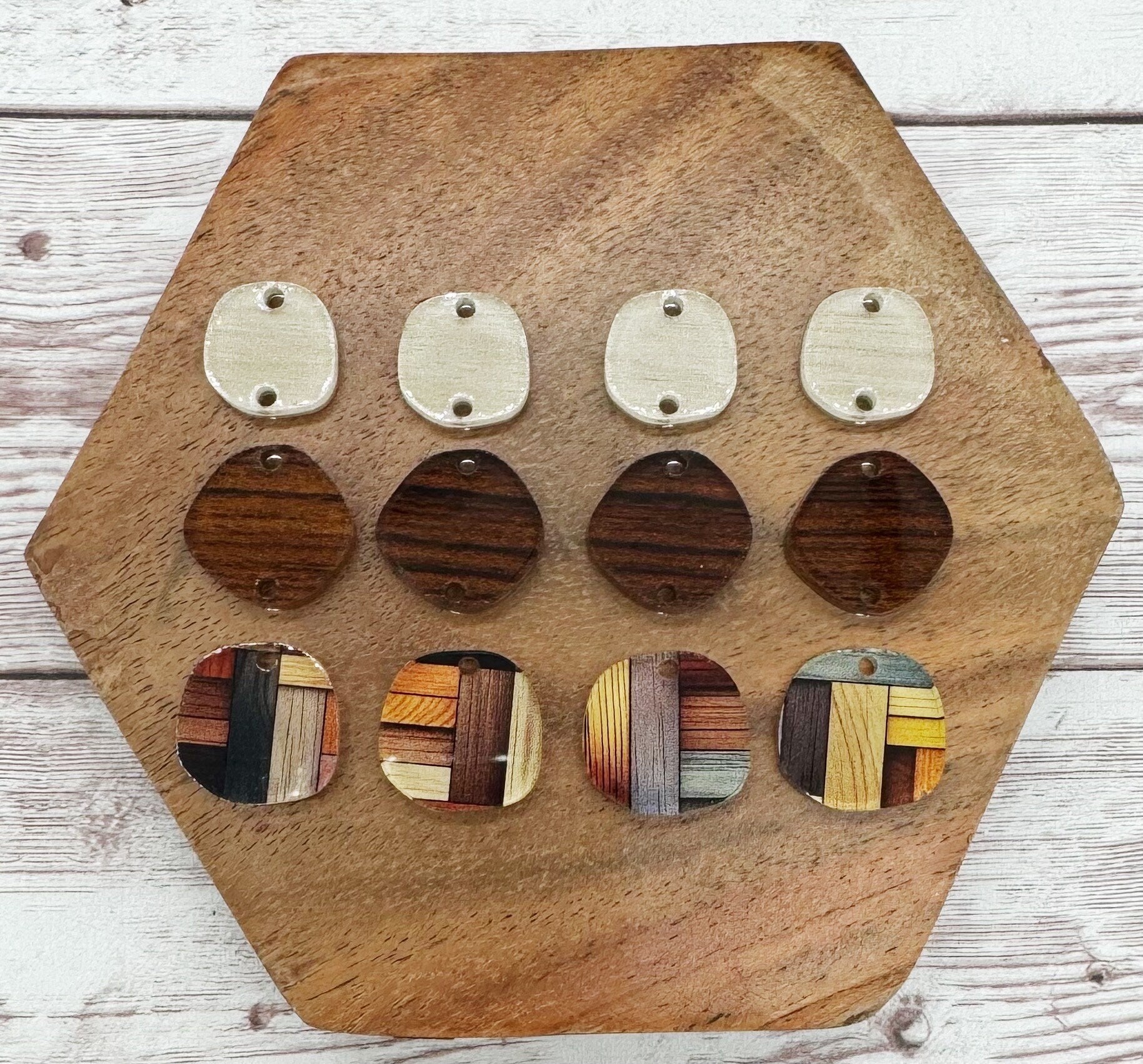 Mosaic Wood Print Acrylic Trio Dangle Earring Blanks, DIY Jewelry Making