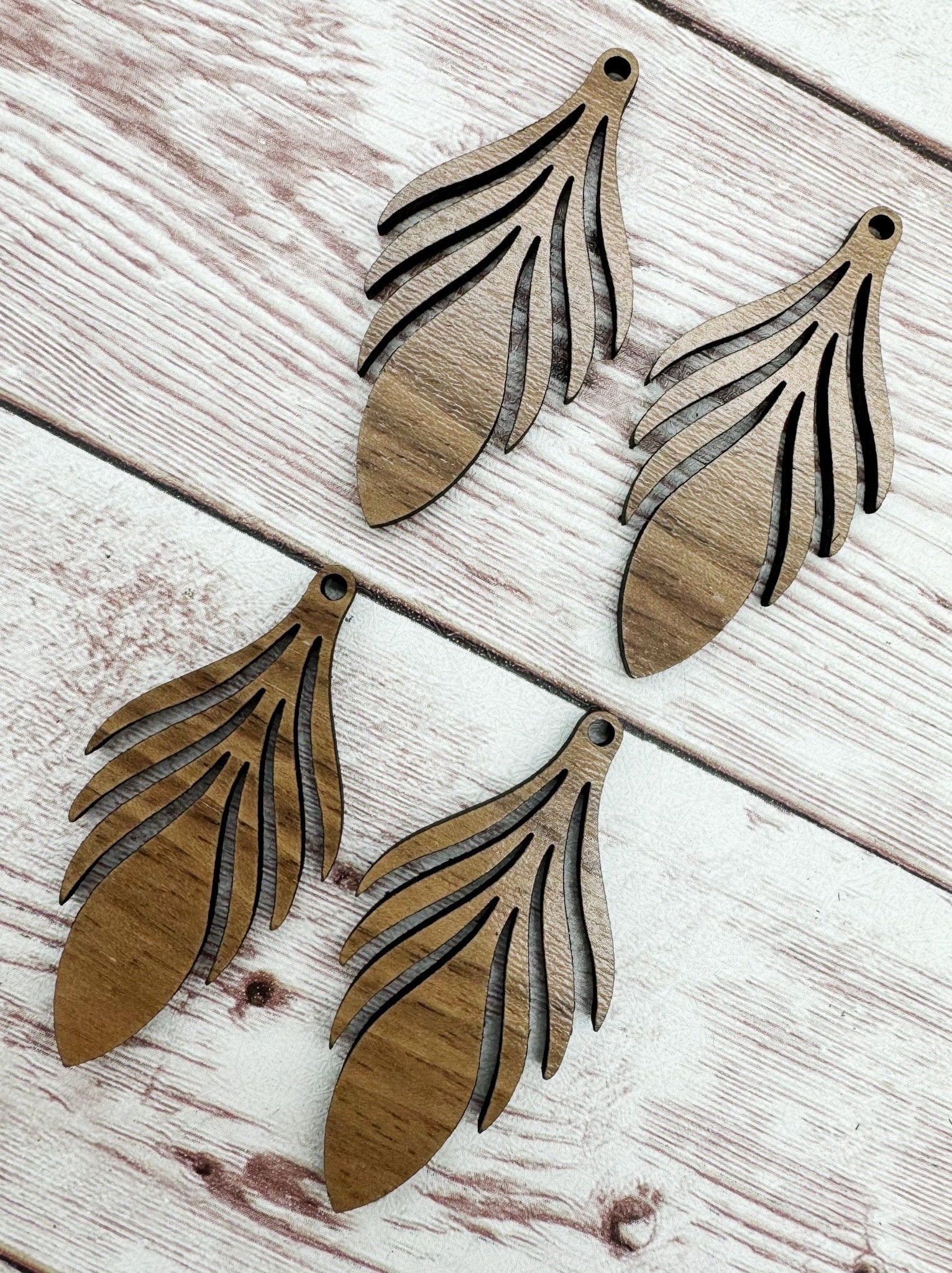 Feather Earring Blanks, Finished Walnut Blank, DIY Jewelry Making