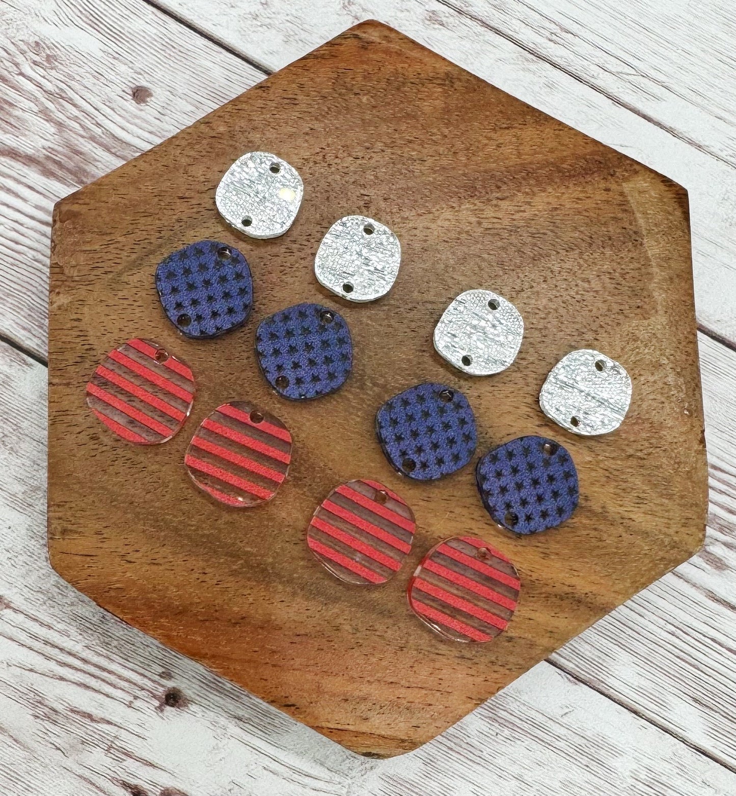 Patriotic Stars and Stripes Trio Acrylic Earring Blanks, DIY Jewelry Making