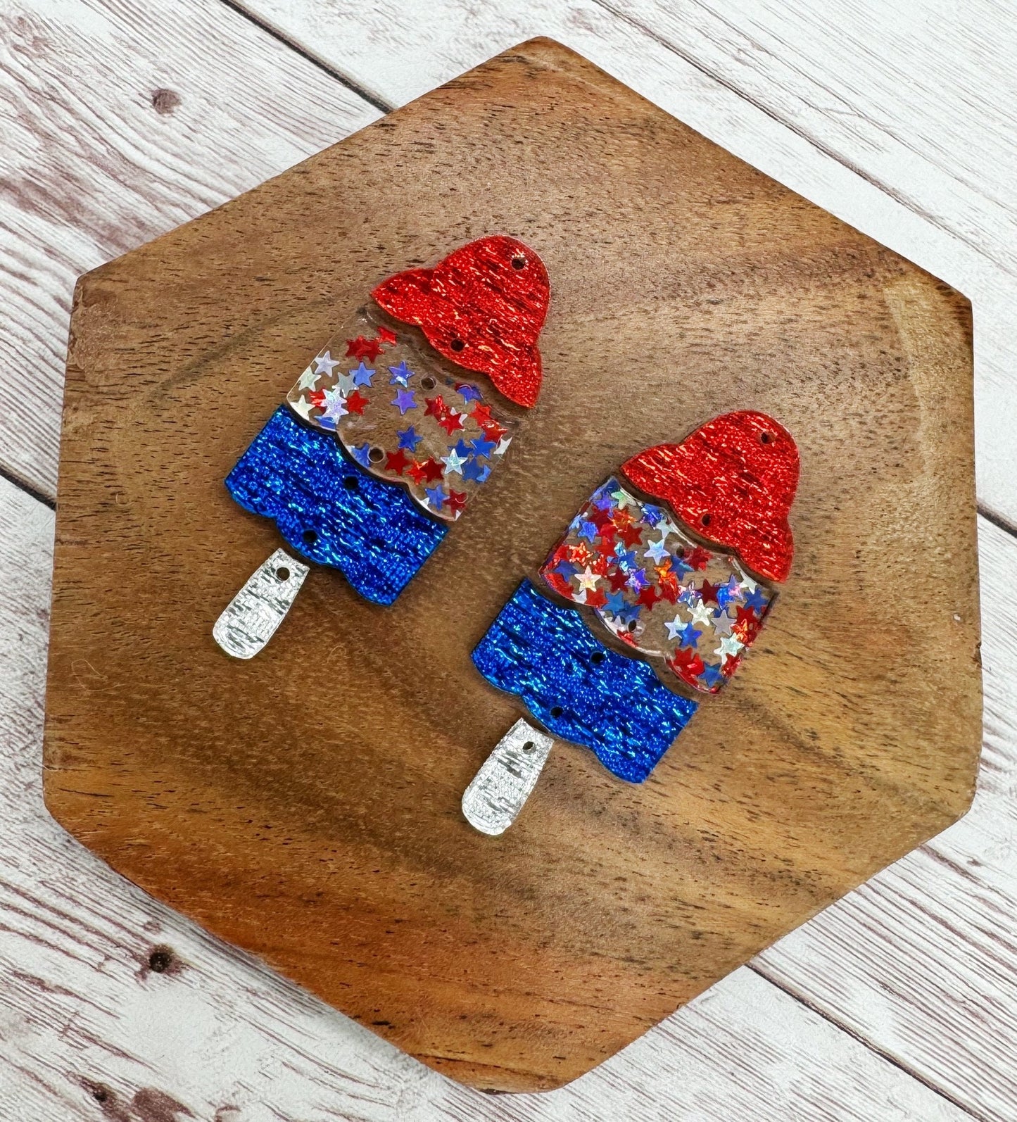 Patriotic Popsicle Acrylic Earring Blanks Set, DIY Jewelry Making