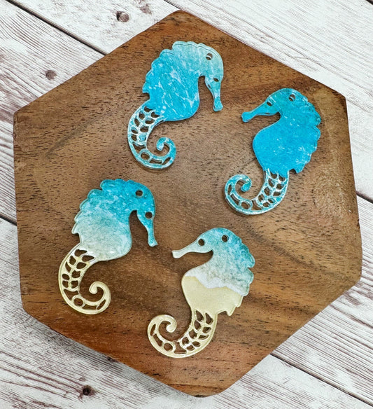 Seahorse Beach Water Sand Print Acrylic Earring Blanks, DIY Jewelry Making