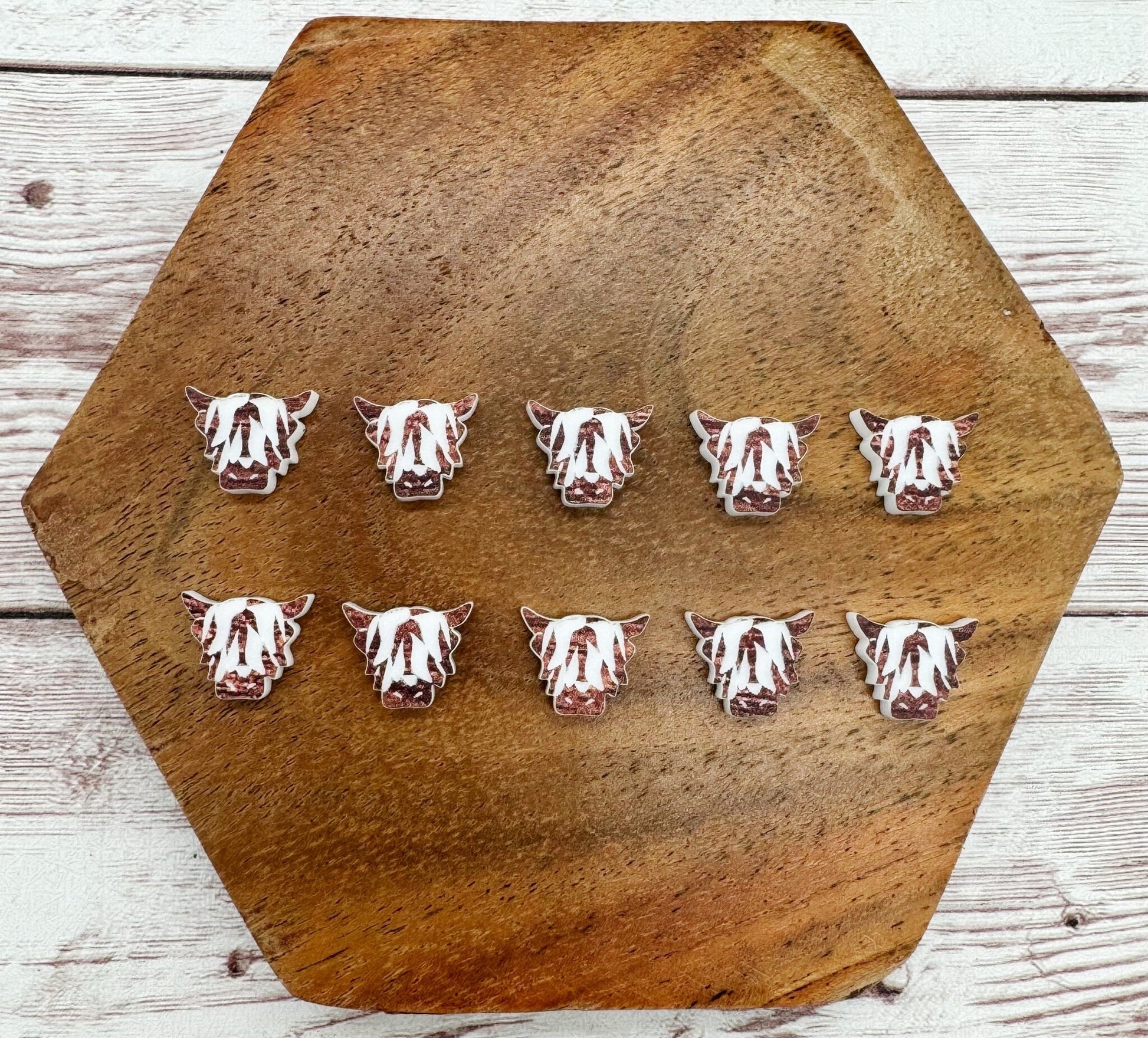 Engraved Highland Cow Acrylic Stud Earring Blanks Set of 5 Pair DIY Jewelry Making