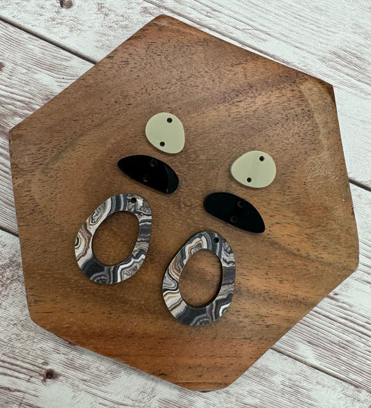 Acrylic Geode Stone Trio Dangle Earring Blanks, DIY Jewelry Making
