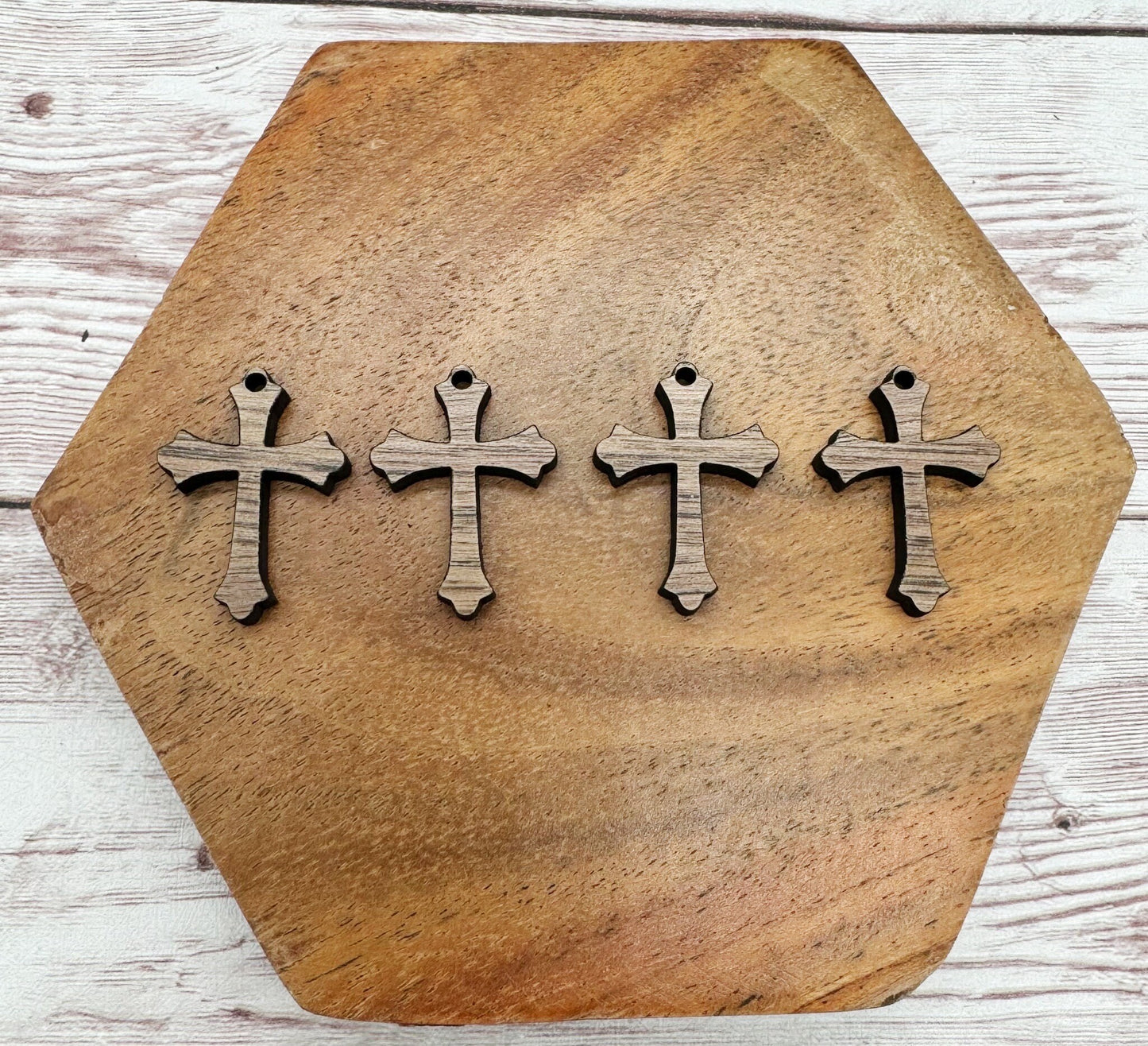 Set of 2 Pair Mini Wood Cross Earring Blanks DIY Jewelry Making