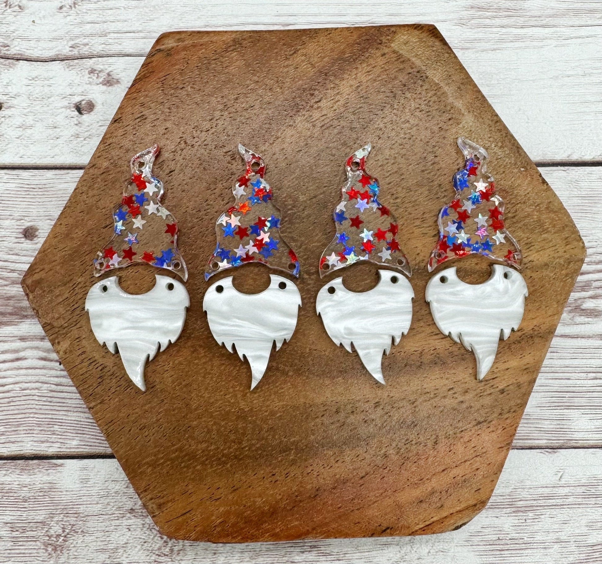 Patriotic Gnome Star Glitter Acrylic Earring Blanks Set, DIY Jewelry Making
