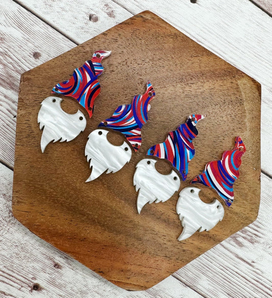 Patriotic Gnome Red White Blue Swirl Acrylic Earring Blanks Set, DIY Jewelry Making